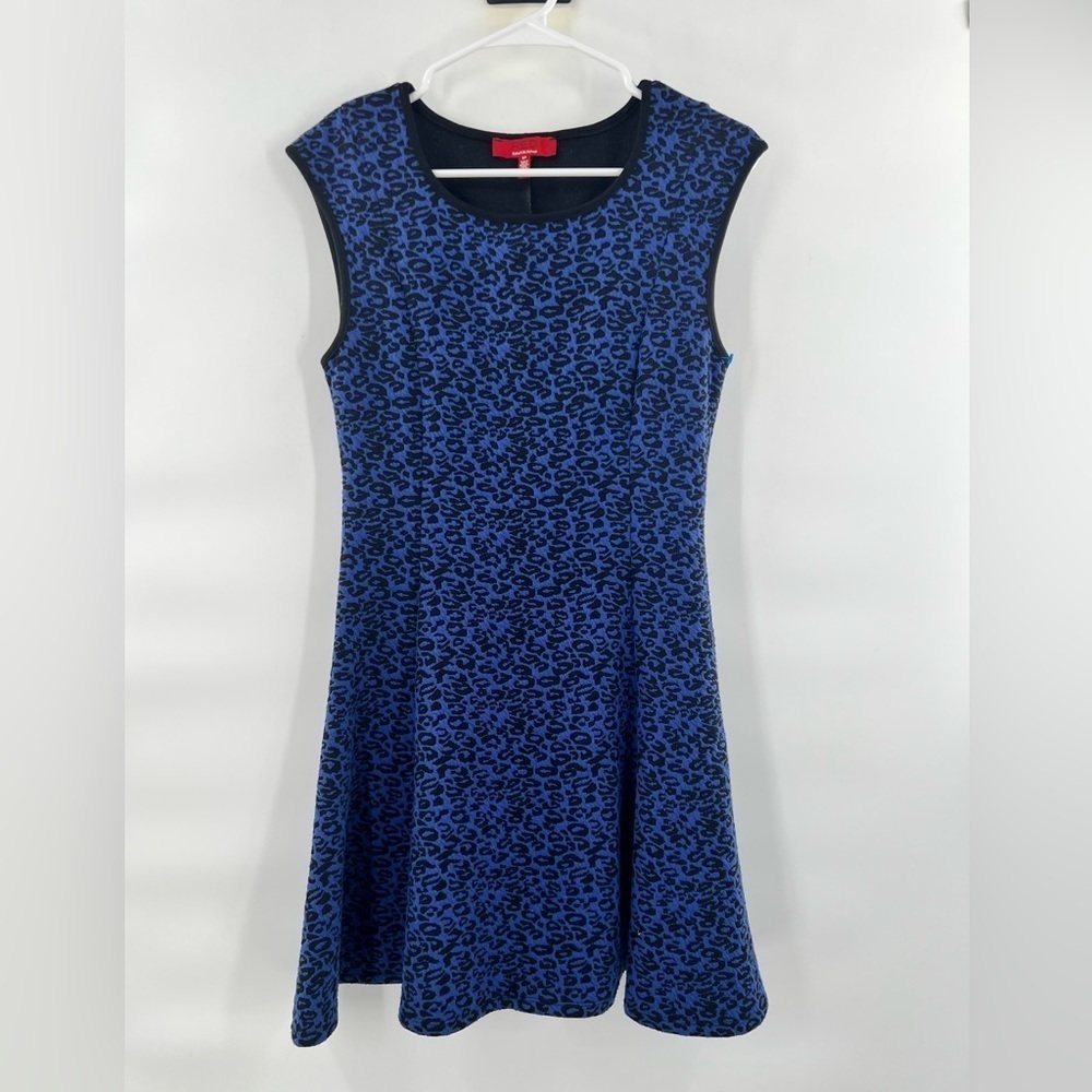 Saks Fifth Avenue blue black womens fit flare dress sleeveless S/P